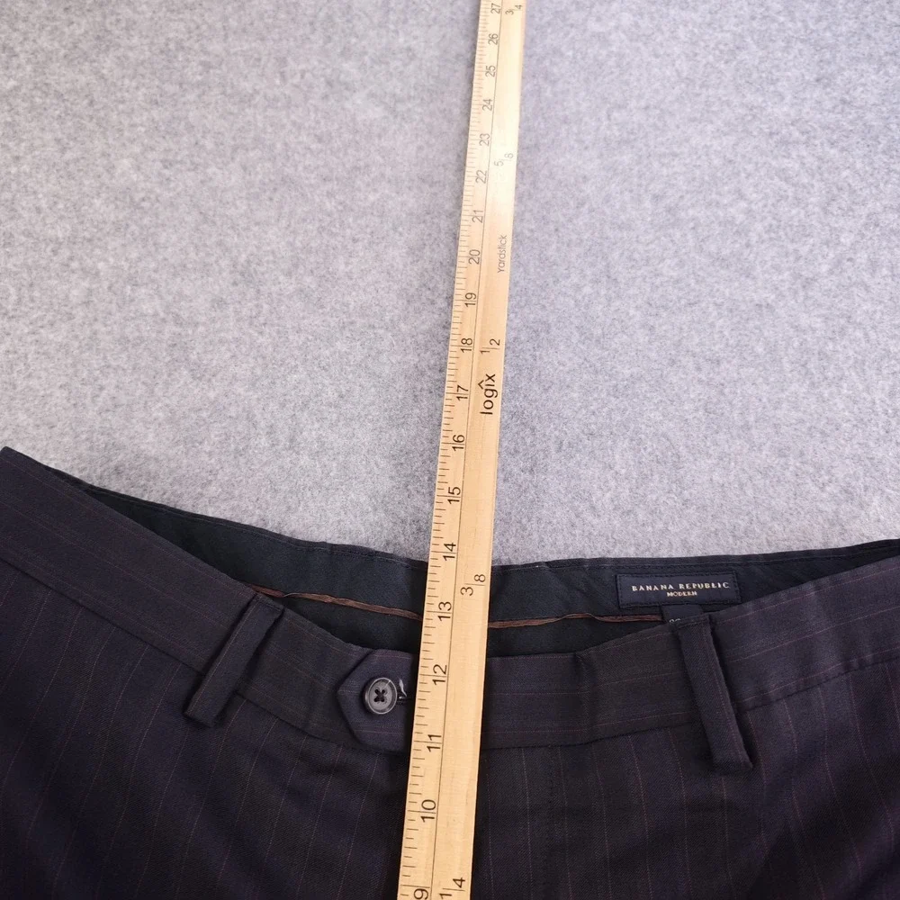 Banana Republic Dress Pants Mens 36x34 Modern Blue Pinstripe Wool Blend Flat